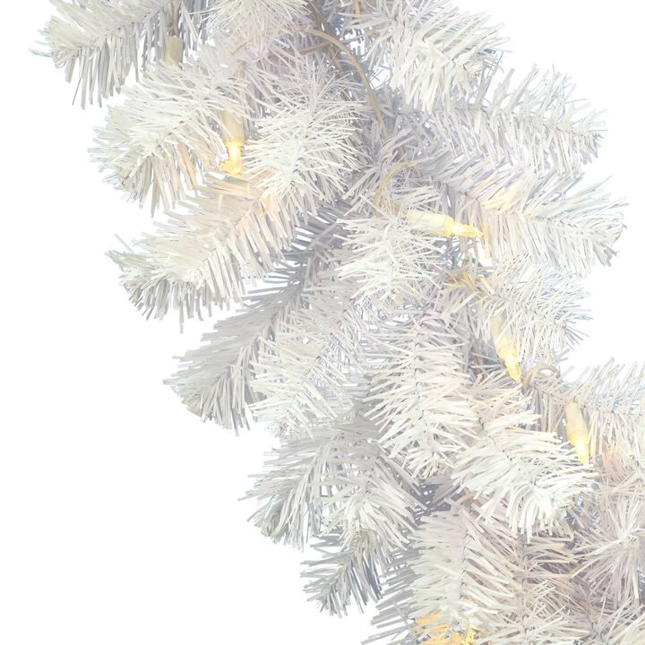 Vickerman 9' Crystal White Spruce Artificial Christmas Garland, Multi-Colored LED Mini Lights - Faux Spruce Christmas Garland - Seasonal Indoor Home Decor