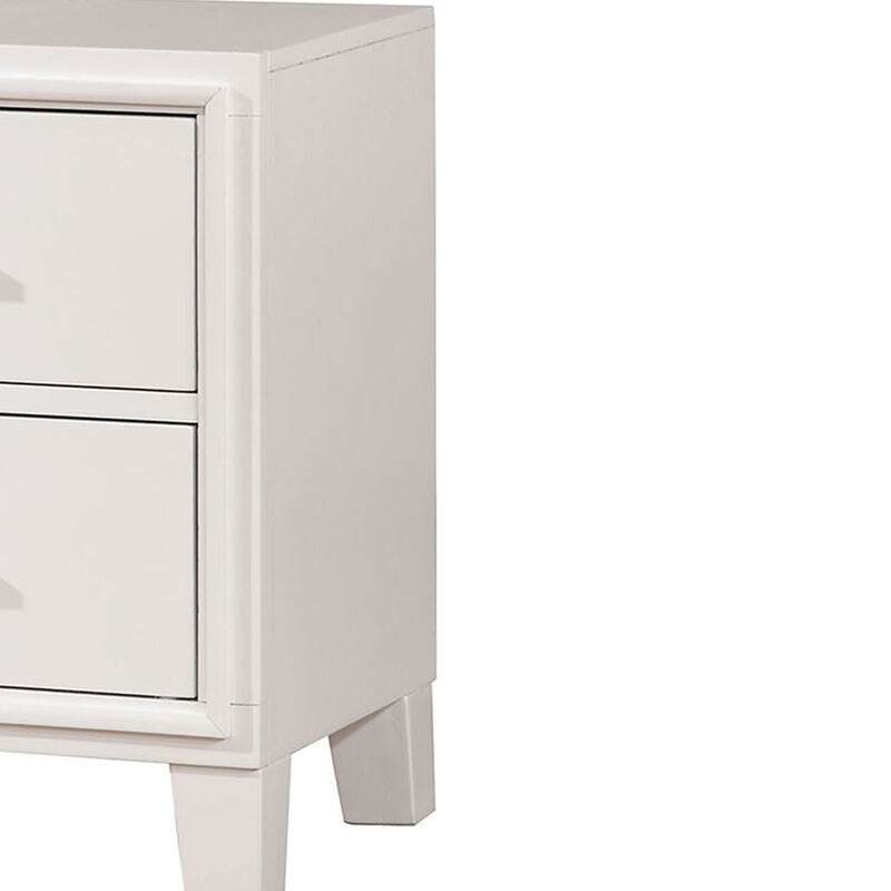 Transitional Solid Wood Nightstand With Drawers, White - Benzara