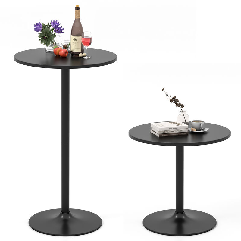 Modern Round Cocktail Table with Metal Base and MDF Top – Stylish Coffee Table for Living Room-Set of 2