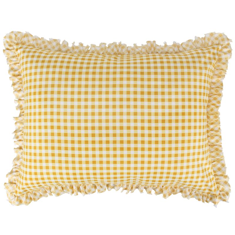 Greenland Home Somerset Ruffle-Trimmed Quilted Reversible Pillow Sham, Standard 20x26-inch, Gold