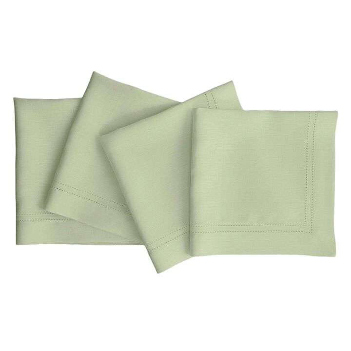 Solino Home 100% Pure Linen Dinner Napkins 20 x 20 Inch Set of 4 - Linen Double Hemstitch