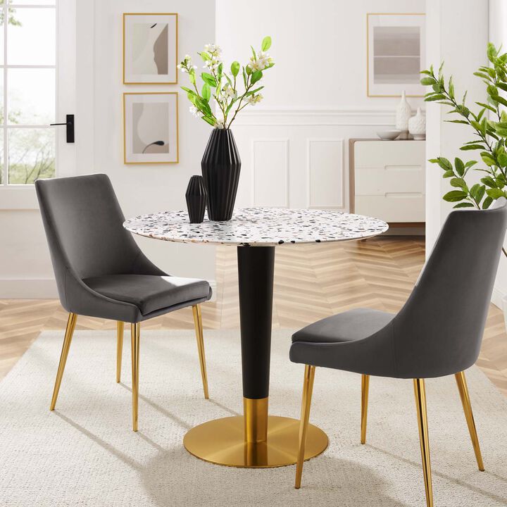Modway - Zinque 36" Round Terrazzo Dining Table Gold White