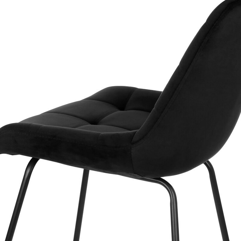 Elama 2 Piece Tufted Chair in Black with Metal Legs