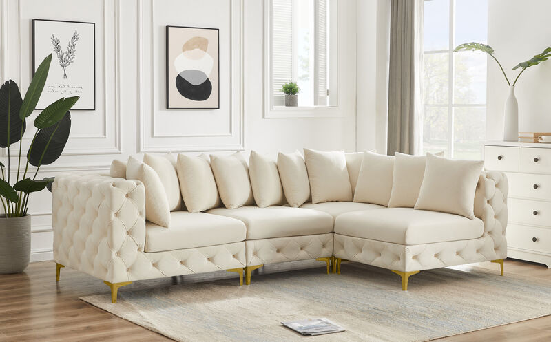 Meridian Furniture Tremblay Cream Velvet Modular Sectional image number 2
