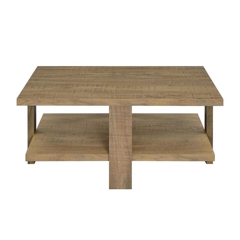 Simple Relax Square Wooden Coffee Table with 1 Shelf in Mango image number 0