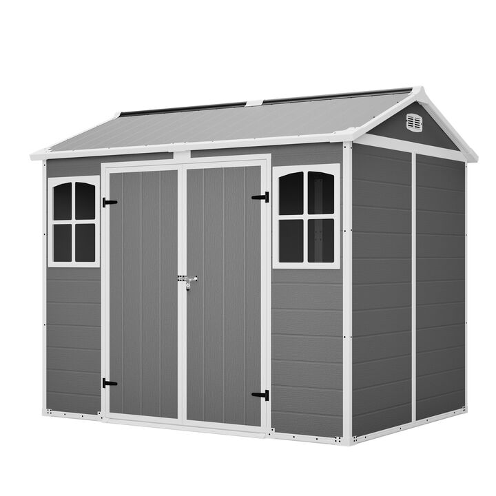 Plastic Utility Shed 8x6 ft with Floor &ndash; Lockable Storage Shed