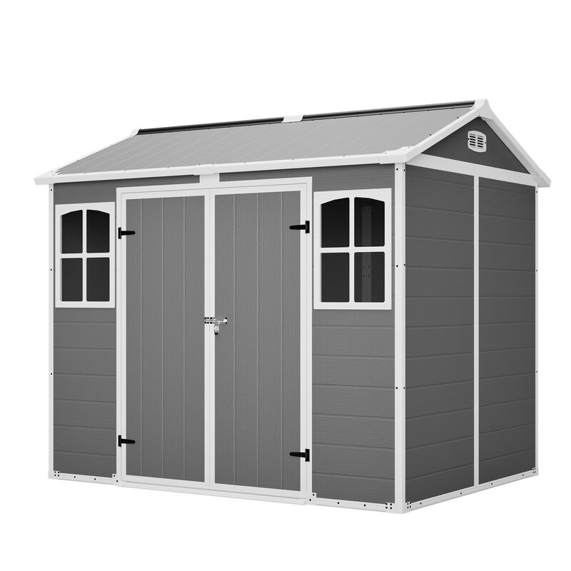 Plastic Utility Shed 8x6 ft with Floor &ndash; Lockable Storage Shed image number 0