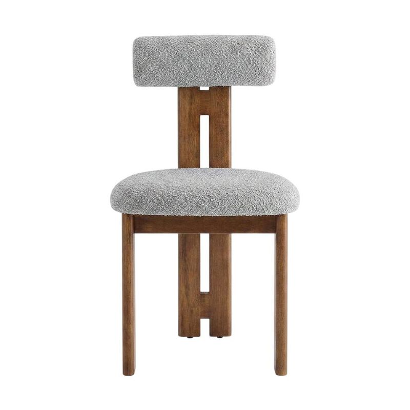 Boucle Fabric Upholstered Dining Chairs, French Oak Ivory, Set of 2 image number 0