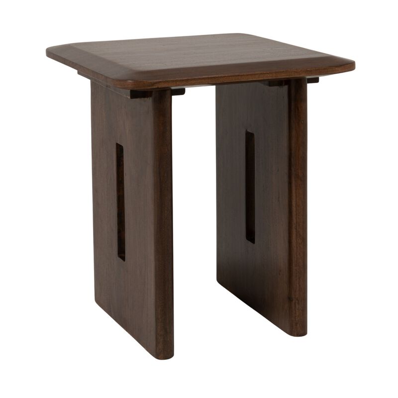 Acacia Wood Square End Table, Walnut Finish image number 0