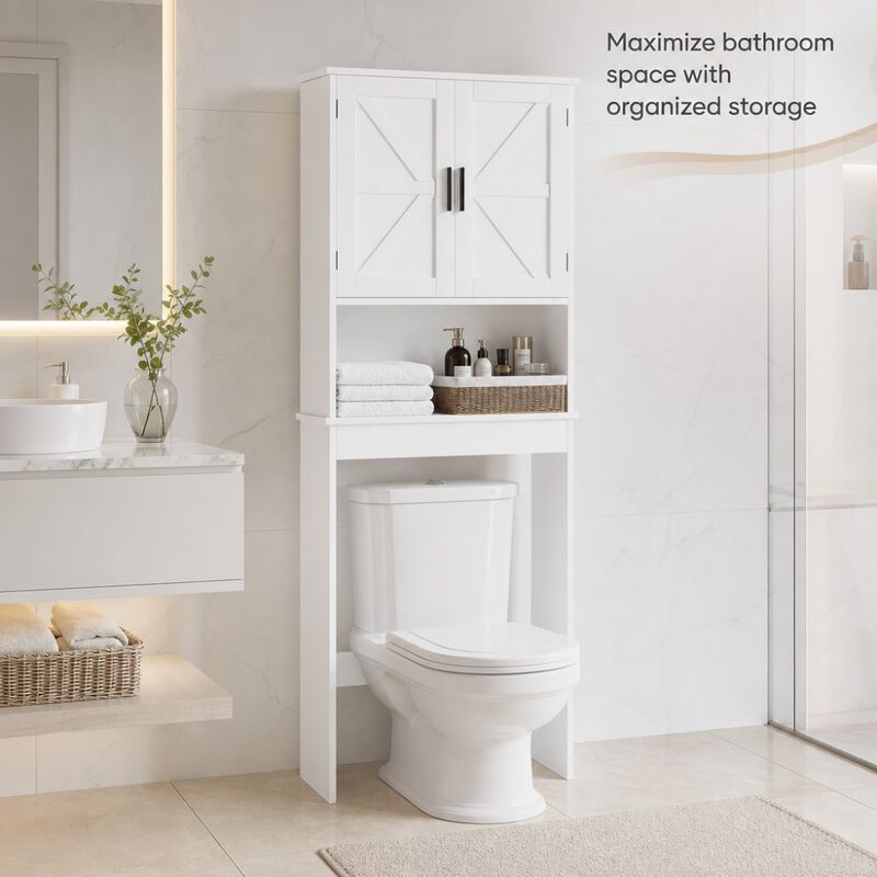 Over the Toilet Storage Cabinet with Adjustable Open Shelf image number 4