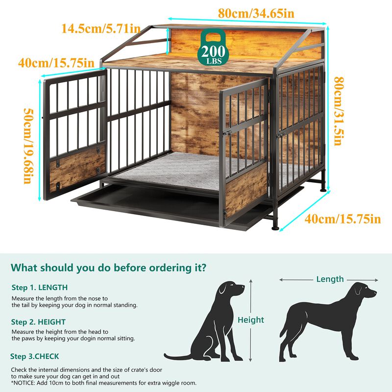 Clihome Multi-function Dog Crates with Storage and Double Doors image number 7