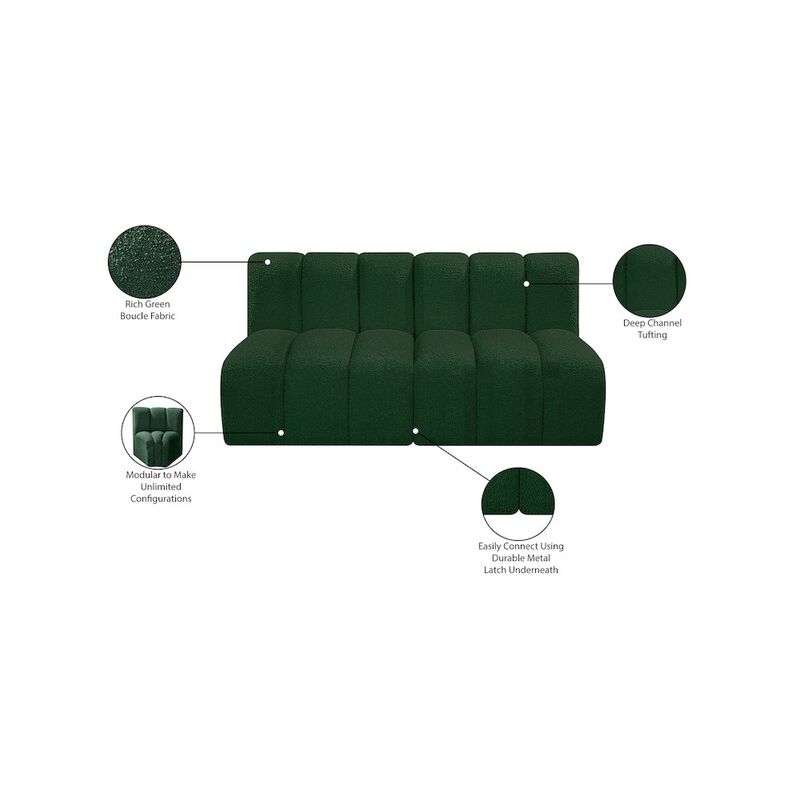 Meridian Furniture Arc Green Boucle Fabric Modular Sofa