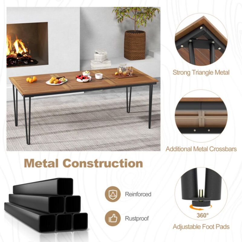 Hivvago 79 Inch 8-Person Outdoor Dining Table with 1.9 Inch Umbrella Hole