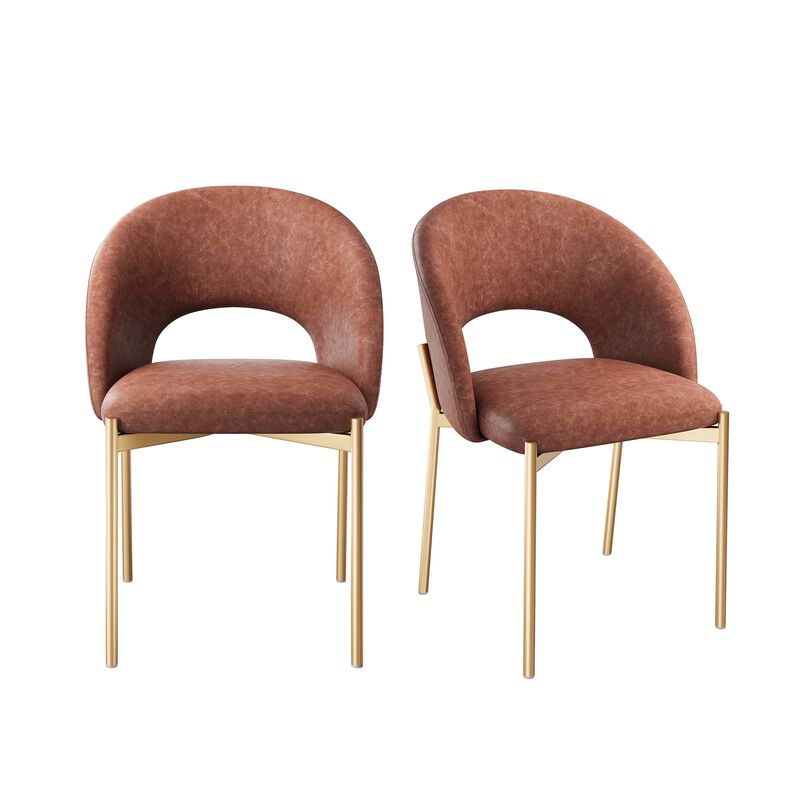 PU Dining Side Chair with Metal Legs,  for Dining Room, Bedroom, Living Room, Study Room, Office Area (Set of 2) image number 2