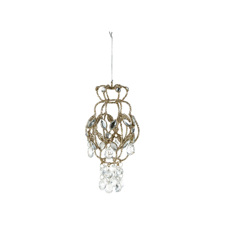 Champagne Iron Chandelier Ornament with Acrylic Jewels