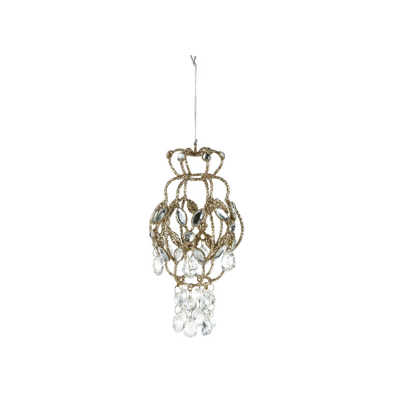 Champagne Iron Chandelier Ornament with Acrylic Jewels image number 0