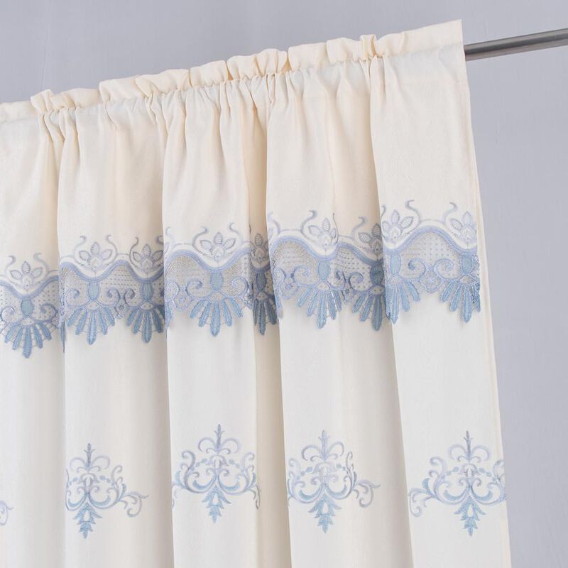 RT Designers Collection Bonnie Macrame Rod Pocket Room Darkening Curtain Panels for Living Room 52" x 84" Beige