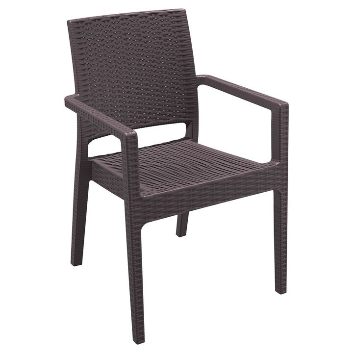34" Gray Wickerlook Patio Stackable Dining Chair