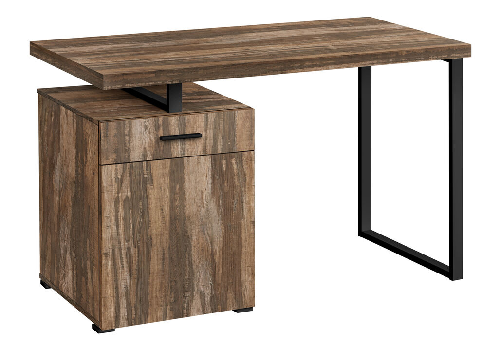 HomeRoots 47" Brown and Black Wood and Metal Sled Computer Desk