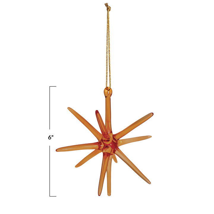 Amber Glass Star Ornament, Artisanal Finish