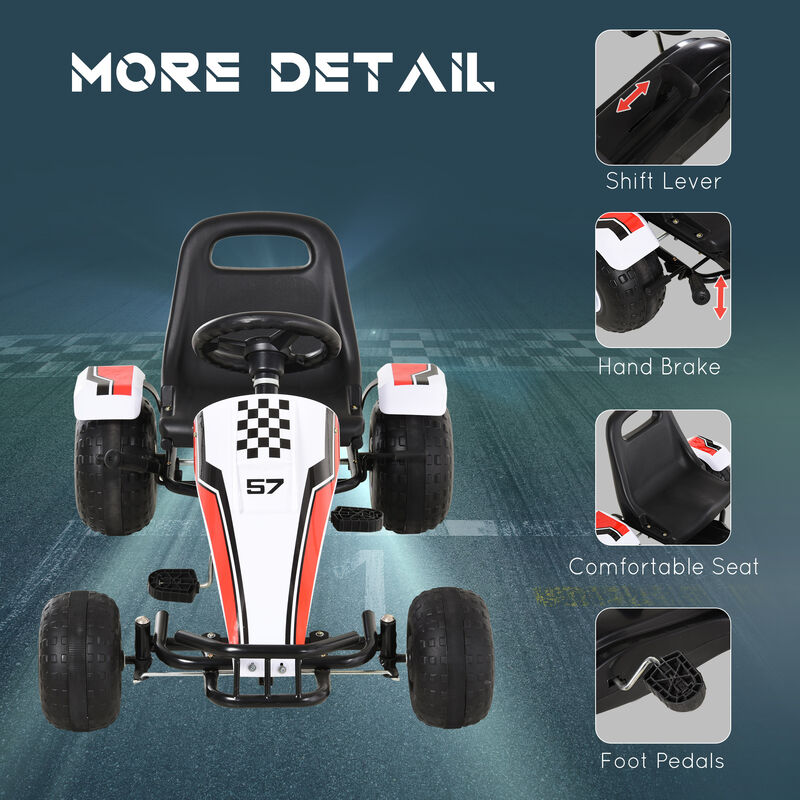 BreeBe Pedal Go Kart Children Ride on Car Racing Style with Adjustable Seat, Plastic Wheels, Handbrake and Shift Lever image number 4