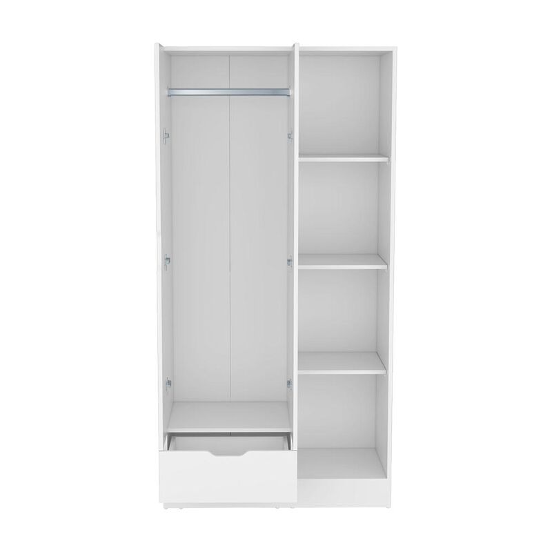 Toccoa Armoire with 1-Drawer and 4-Tier Open Shelves, White