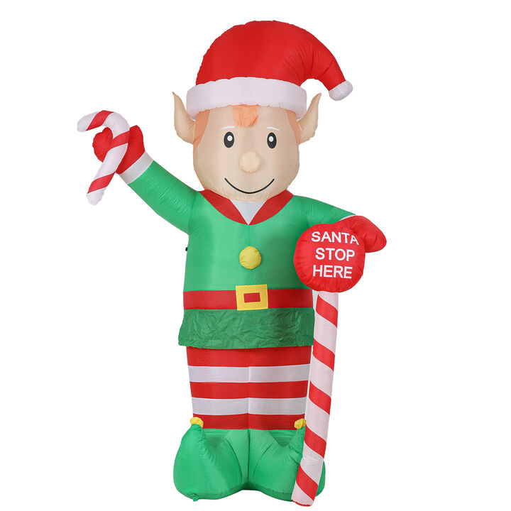 LuxenHome 8.5Ft Elf Holiday Inflatable Yard Decoration with LED Lights