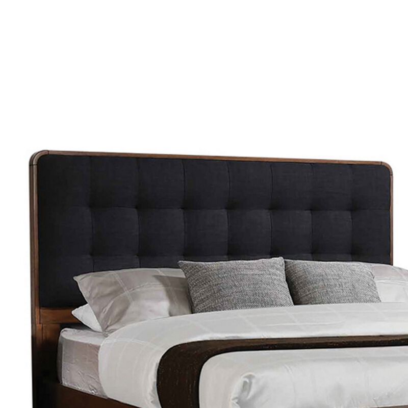 Queen Bedroom Set, Gray, Brown Wood, 3 Piece Set with 2 Nightstands image number 3