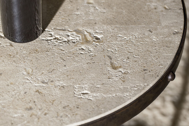 Luckenbach Metal And Stone End Table in Black