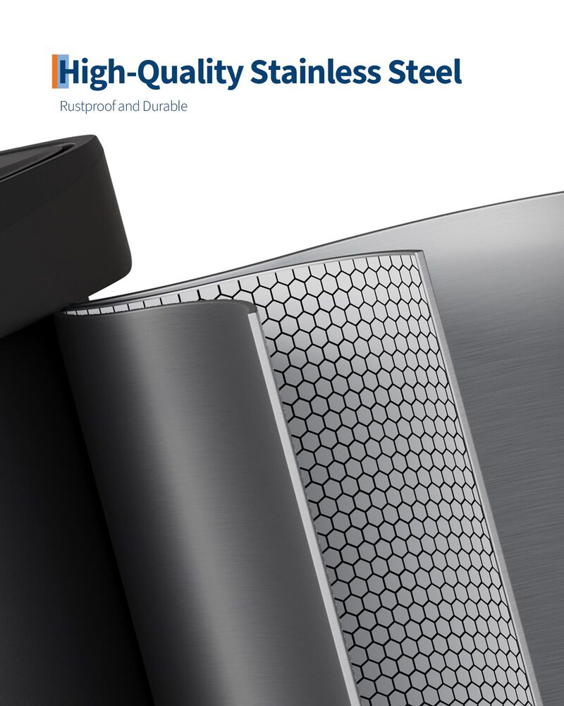 Rustproof Large Metal Step Kitchen Trash Can, Soft Close Lid with Liner Rim & Rear Handle, Hands-Free Quiet Durable Waste Bin image number 3