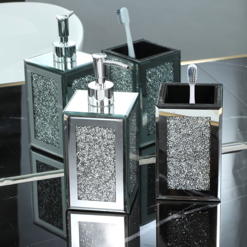 Ambrose Exquisite 2 Piece Square Soap Dispenser and Toothbrush Holder in Silver image number 8