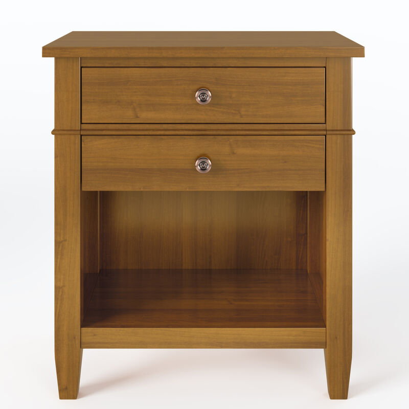 Carlton SOLID WOOD 24 inch Wide Transitional Bedside Nightstand Table in Light Golden Brown