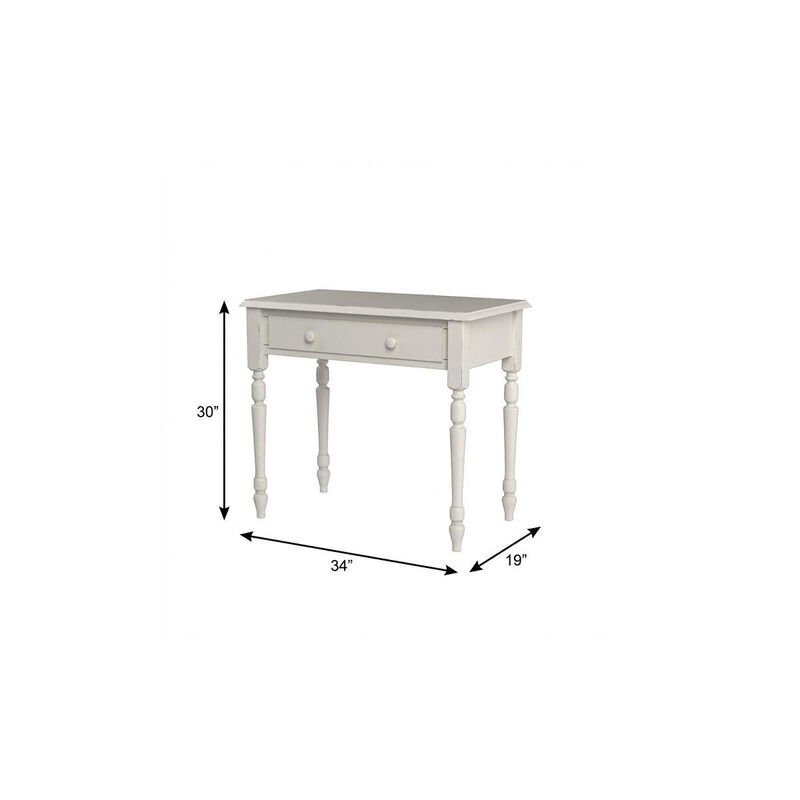 HomeRoots 34" Off White Solid Wood Writing Desk image number 3
