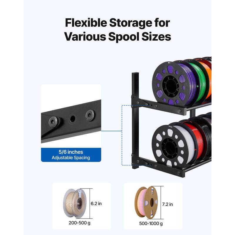 VEVOR Wall Mount Printer Filament Storage Rack 2-Tier Filament Spool Holder Rack image number 3