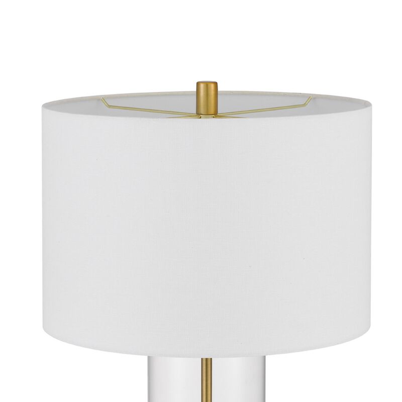 Table Lamp Set of 2, Off White Shade, Round Glass Base, Brass Accents image number 5