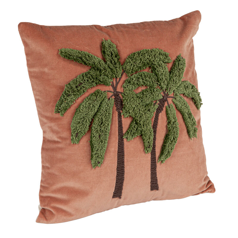 Tropical Embroidered Velvet Pillow, Multicolor image number 0