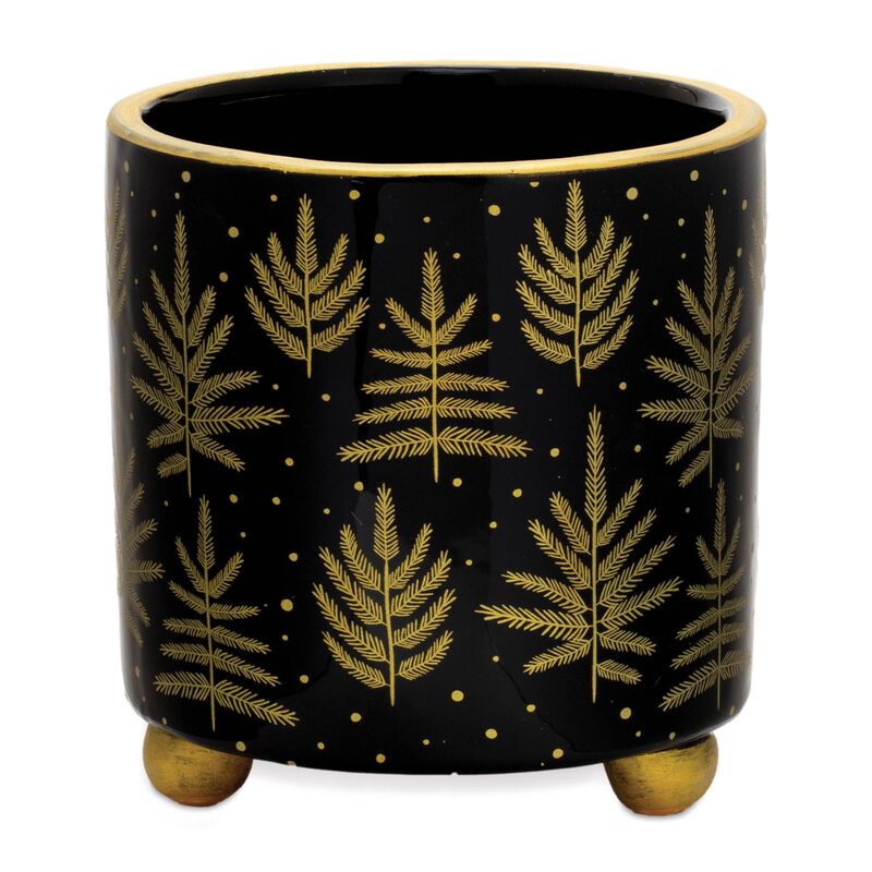 Set of 2 Footed Pine Tree Planters for Holiday Entryway, Tabletop, or Shelf Display