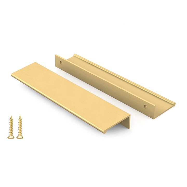 Peaha 10 Pack Kitchen Cabinet Handles 6-1/4 inch Matte Gold Pulls for Dresser Drawers Brushed Brass Door Edge Finger Pull Hardwa