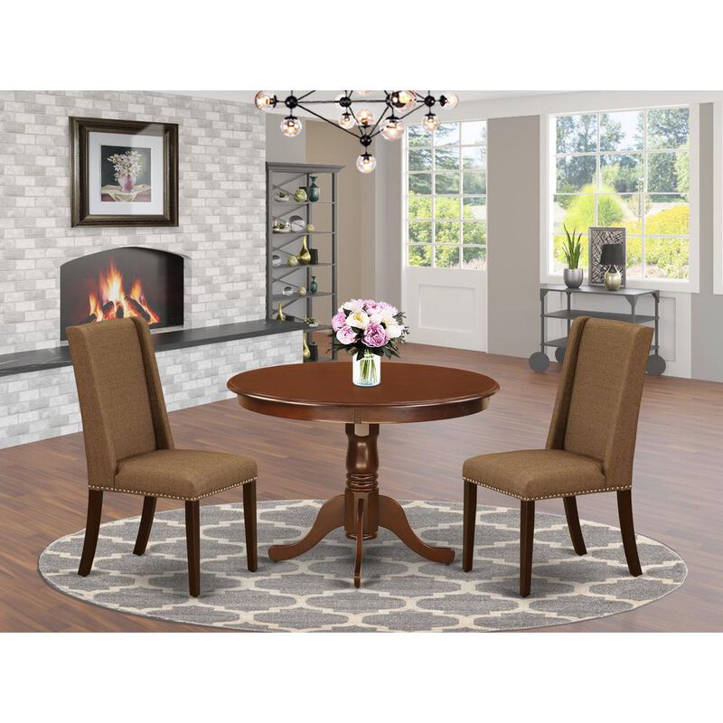 East West Furniture Dining Room Set Mahogany, HLFL3-MAH-18