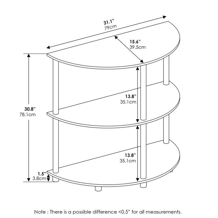 Furinno Frans Turn-N-Tube Half Round Console Table, White Oak