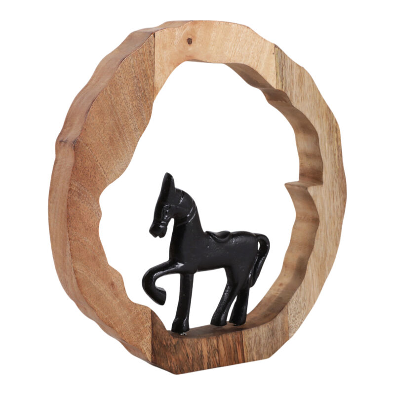11x11 Horse In Wood Round image number 1