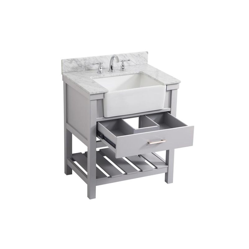 Elegant Kitchen and Bath 30 inch Single bathroom vanity in grey with backsplash
