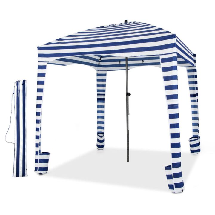 Foldable Beach Cabana Tent with Carrying Bag and Detachable Sidewall