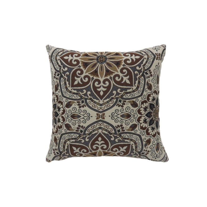 Contemporary Style Medallion Patterned Set of 2 Throw Pillow, Multicolor image number 0