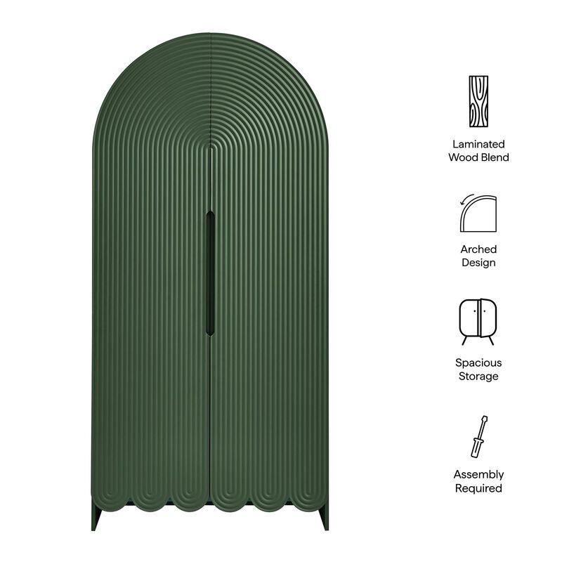 Dahlia 78 Inch Fluted and Scalloped Arched Storage Cabinet image number 4