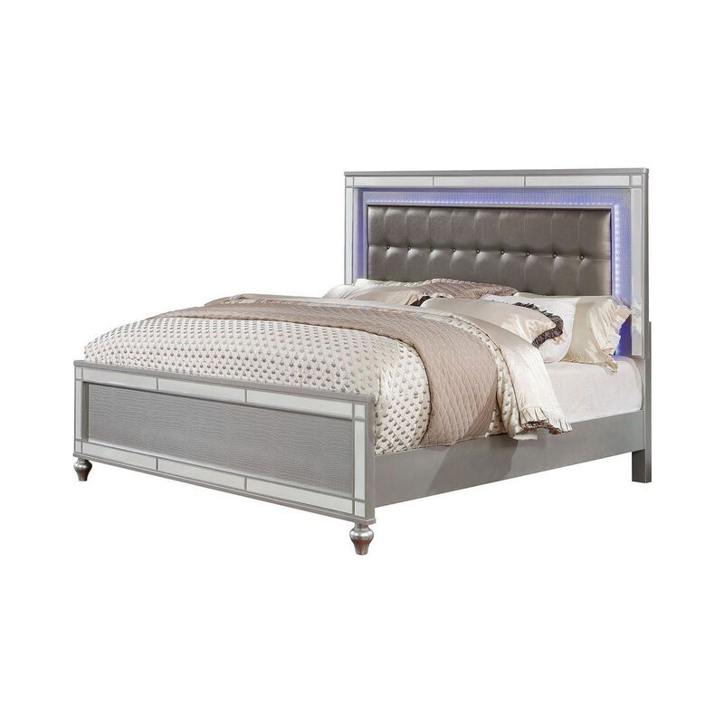 Queen Bedroom Set, Silver Wood, 2 Piece Set with Nightstand image number 3