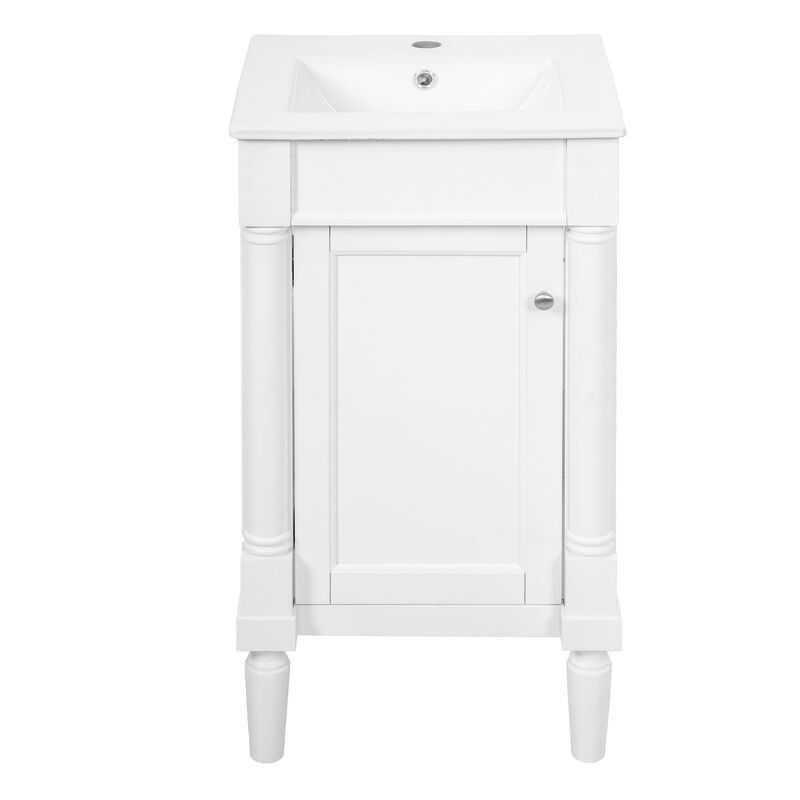 ELEMENT ACE 18 Inch Compact Bathroom Vanity Cabinet with Integrated Ceramic Sink, Adjustable Interior Shelf, Soft Closing Hinges Ideal for Small Bathroom Spaces image number 0