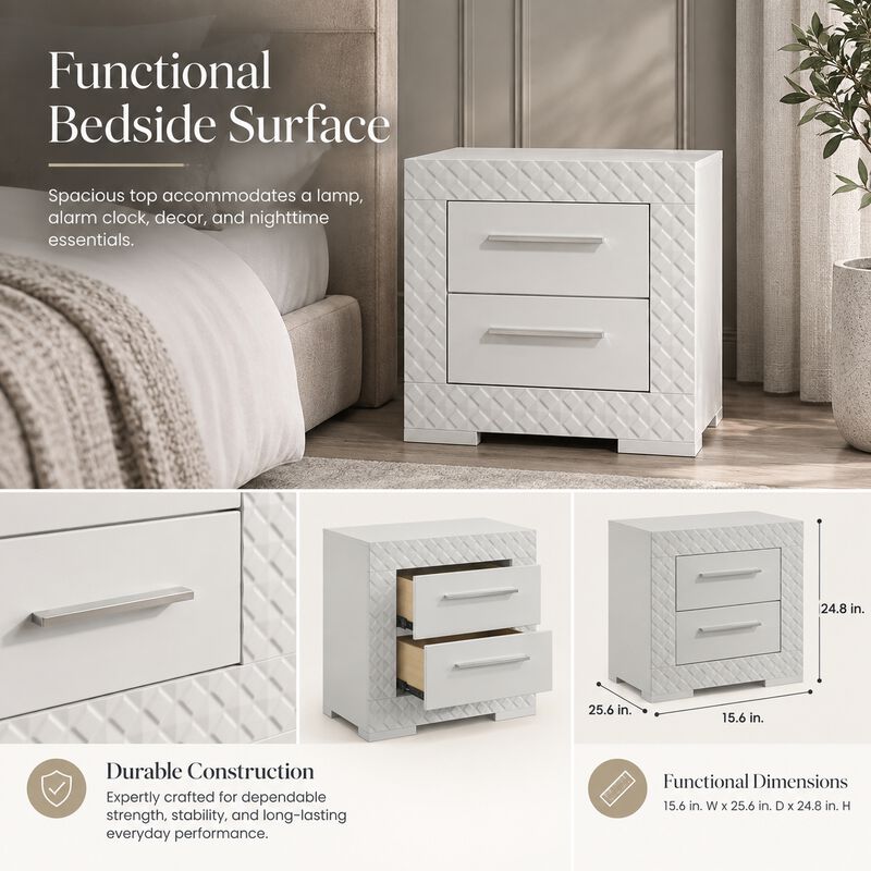 Carravessa Quilted 2-Drawer Nightstand image number 5