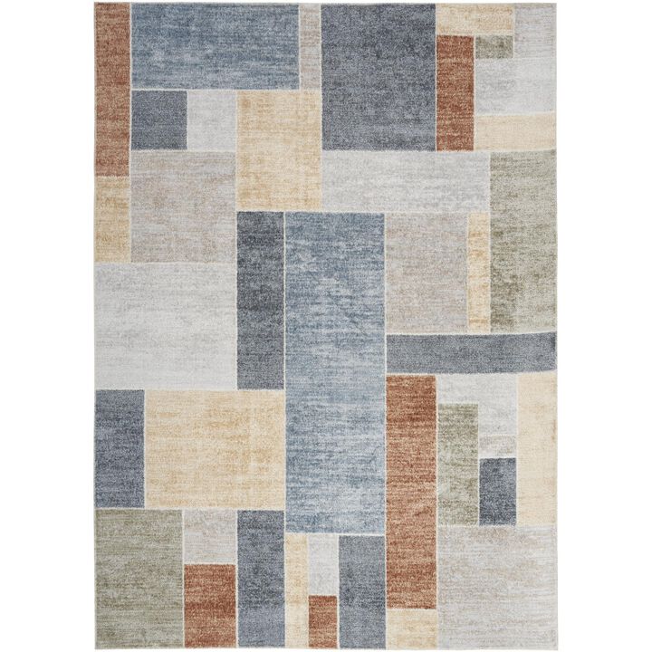 HomeRoots Geometric Power Loom Washable Area Rug