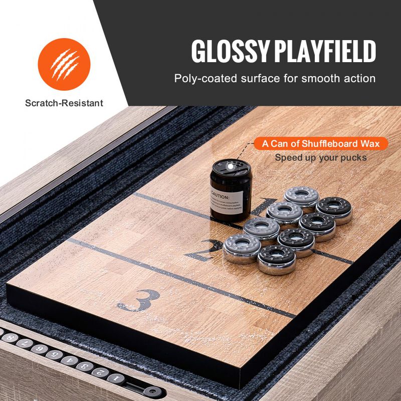 9 Foot LED Shuffleboard and Bowling Table with Pucks Accessories image number 6